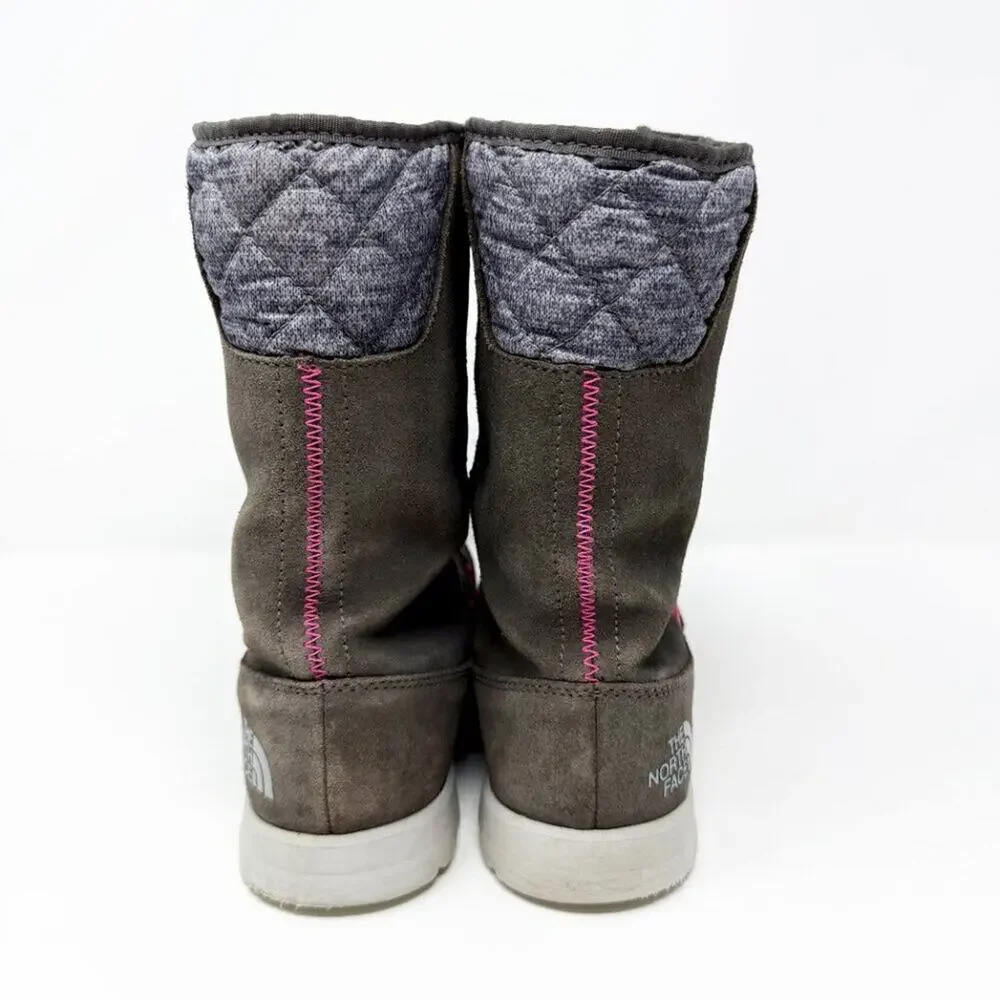 The North Face Gray/Pink Insulated Snow Boots Women's 7 Lace Up Quilted Accents